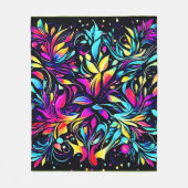 Neon Bloemexplosie Kunst Fleece Deken (Voorkant)