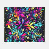 Neon Bloemexplosie Kunst Fleece Deken (Voorkant (Horizontaal))