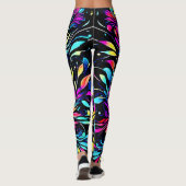 Neon Bloemexplosie Kunst Leggings (Achterkant)