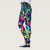 Neon Bloemexplosie Kunst Leggings (Links)