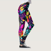 Neon Bloemexplosie Kunst Leggings (Rechts)