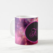 Neon bloemmotief met monogram koffiemok (Voorkant links)