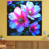 Neon Bloom Bloem Magische Gloed Ontwerp Canvas Afdruk (Insitu (Woonkamer))