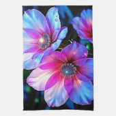 Neon Bloom Flower Magic Glow Design Theedoek (Verticaal)