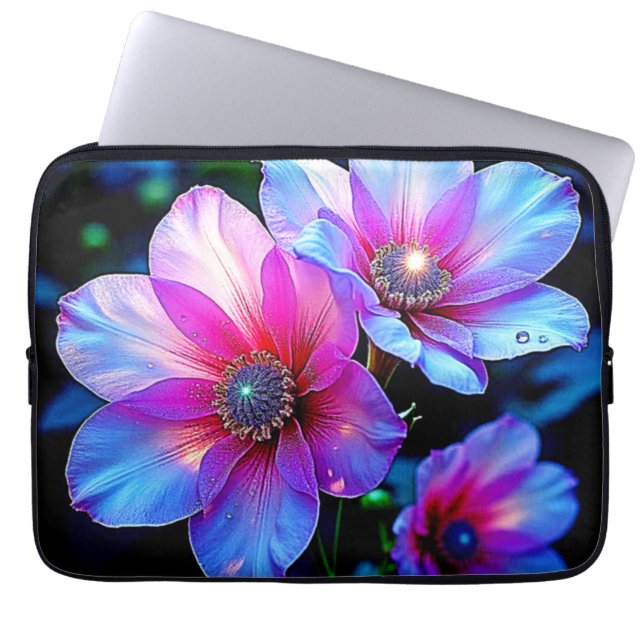 Neon Bloom Magic Glow Design Laptop Sleeve (Voorkant)