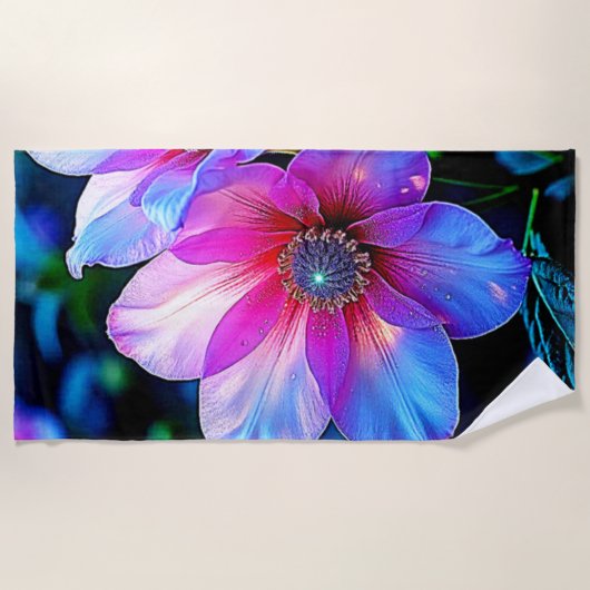 Neon Bloom Magic Glow Design Strandlaken (Voorkant)