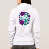 Neon Bloom – Schedel in Rozen Hoodie (Achterkant)