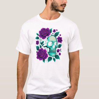 Neon Bloom – Schedel in Rozen T-shirt