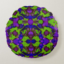 Neon Bloomstorm Rond Kussen