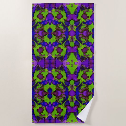 Neon Bloomstorm Strandlaken (Voorkant)