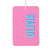 Neon Blue 3D Moderne naam | Trendy Cool Pink Luchtverfrisser (Voorkant)