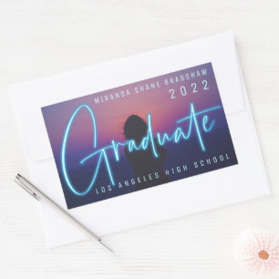 Neon Blue Afstuderen foto Rechthoekige Sticker