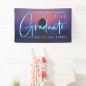 Neon Blue Afstuderen foto Spandoek (Insitu)
