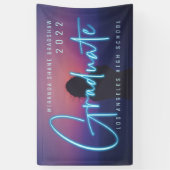 Neon Blue Afstuderen foto Spandoek (Verticaal)