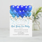Neon Blue ballonnen en Gold Confetti op wit Kaart (Staand voorkant)