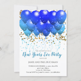 Neon Blue ballonnen en Gold Confetti op wit Kaart