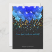 Neon Blue Balloons Confetti 50e verjaardag Kaart (Achterkant)