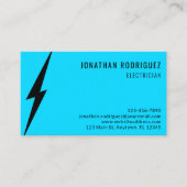 Neon Blue Black Lighting Bolt Custom Electrician  Visitekaartje (Voorkant)