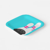 Neon Blue Bowling Party Paper Borden Papieren Bordje (Gebogen)