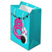 Neon Blue Bowling Verjaardag Gift Bag Medium Cadeauzakje (Voorkant Gekanteld)