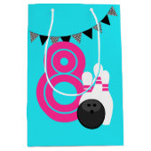 Neon Blue Bowling Verjaardag Gift Bag Medium Cadeauzakje (Voorkant)
