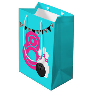 Neon Blue Bowling Verjaardag Gift Bag Medium Cadeauzakje