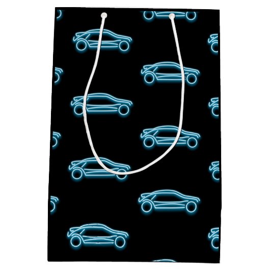 Neon Blue Car on Black - Milestone Age - Man Medium Cadeauzakje (Achterkant)