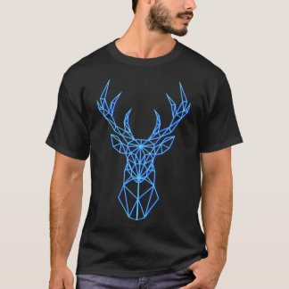 Neon Blue Deer Head - Geometrische veelhoek Antler T-shirt