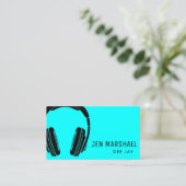 neon blue dj visitekaartje (Staand voorkant)