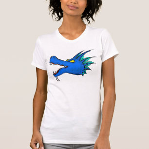Neon blue dragon art head dames t-shirt