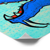 Neon blue dragon art head poster (Hoek)