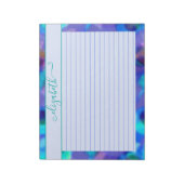 Neon Blue en Aqua Abstracte Waterverf Notitieblok (Linkerzijde)