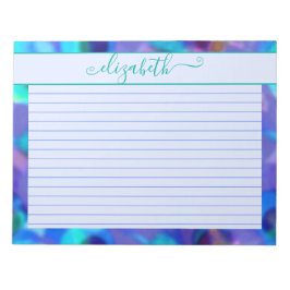 Neon Blue en Aqua Abstracte Waterverf Notitieblok