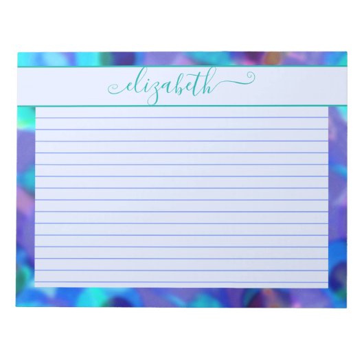 Neon Blue en Aqua Abstracte Waterverf Notitieblok (Voorkant)