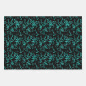 Neon Blue en Black Bright Wildflower Inpakpapier Vel (Voorkant 3)