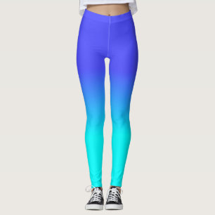 Neon Blue en Bright Neon Aqua Ombré Shade Color F Leggings