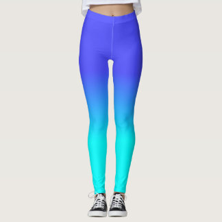 Neon Blue en Bright Neon Aqua Ombré Shade Color F Leggings