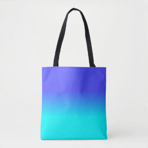 Neon Blue en Bright Neon Aqua Ombré Shade Color F Tote Bag