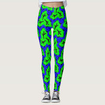 Neon Blue en Green Bold Leafy Pattern