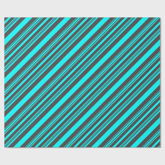 Neon Blue en Grey Stripes Cadeaupapier (Vlak)