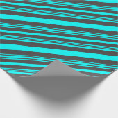 Neon Blue en Grey Stripes Cadeaupapier (Hoek)