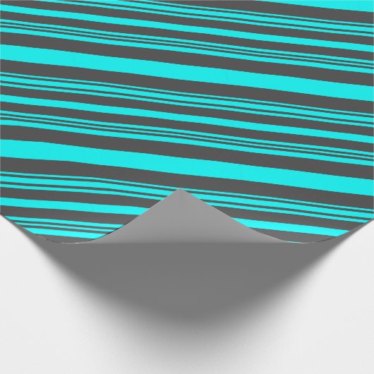 Neon Blue en Grey Stripes Cadeaupapier (Hoek)