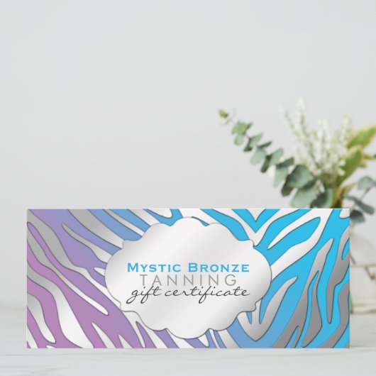 Neon Blue en Paarse Zebra Print Cadeaubonnen (Staand voorkant)