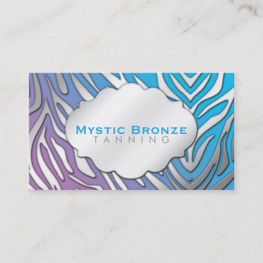 Neon Blue en Paarse zebra Print Tanning/Salon Visitekaartje (Voorkant)