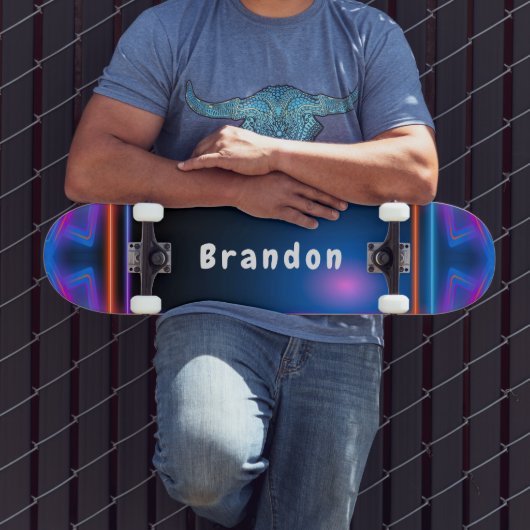 Neon Blue en Pink Lazer Licht Aangepast skateboard (Buiten 3)