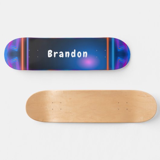 Neon Blue en Pink Lazer Licht Aangepast skateboard (Horizontaal)