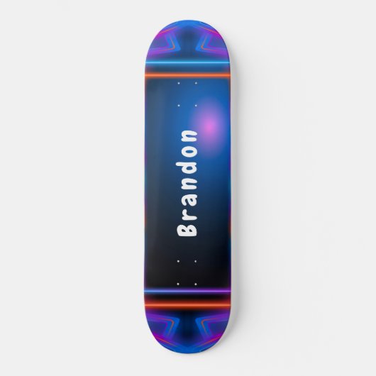 Neon Blue en Pink Lazer Licht Aangepast skateboard (Voorkant)