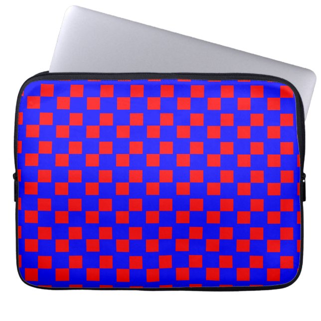Neon Blue en Red Checkerboard  Laptop Sleeve (Voorkant)