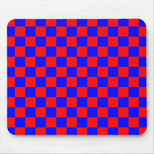 Neon Blue en Red Checkerboard  Muismat