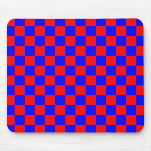 Neon Blue en Red Checkerboard  Muismat (Voorkant)